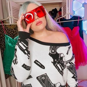 Betsey Johnson Iconic Bang Bang Sweater White